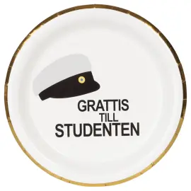 Paptallerkener Studenterhue 23 cm 8-pak