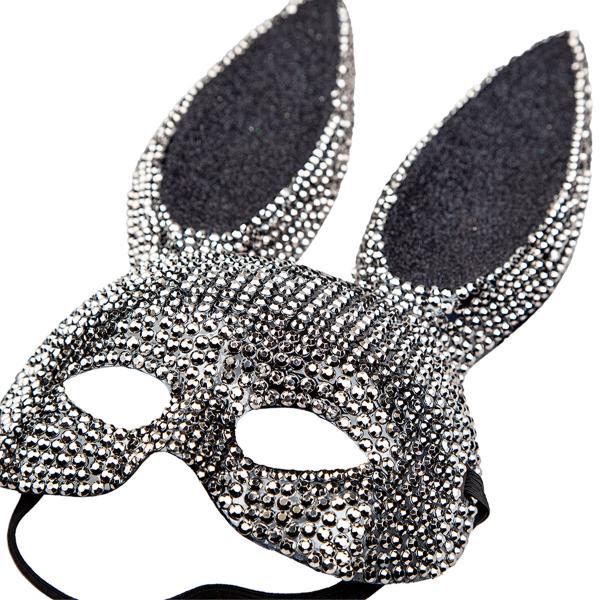 Kanin Halvmaske med Rhinsten