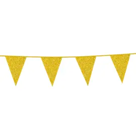 Flagguirlande med Glitter Guld