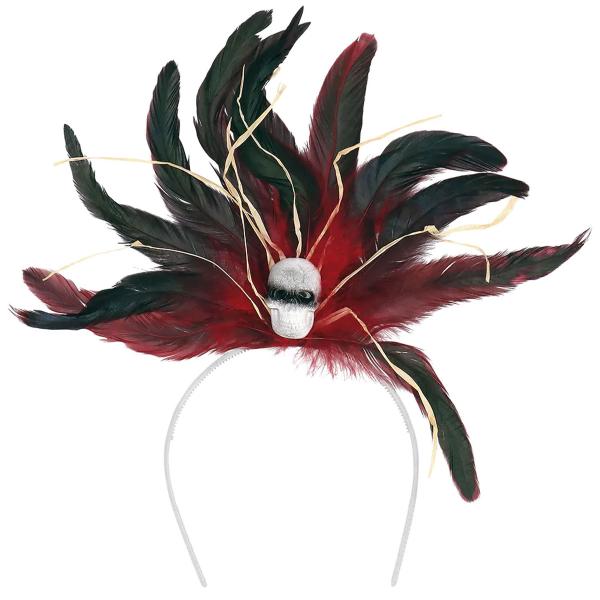 Voodoo Hårbøjle med Fjer/Dødningehoved