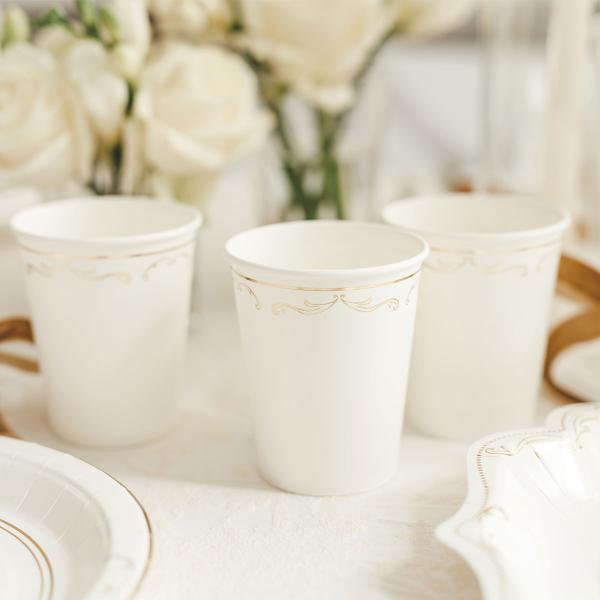 Papkrus Ornament Guld/Hvid 22 cl 6-pak