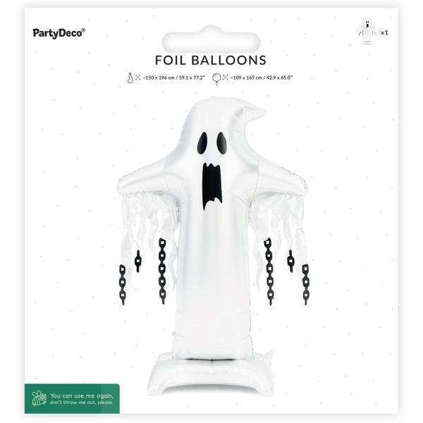 Folieballon Spøgelse Stående Hvid