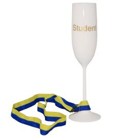 Hvidt Studenterglas med B&aring;nd
