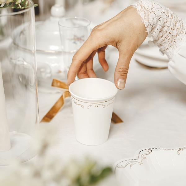 Papkrus Ornament Guld/Hvid 22 cl 6-pak