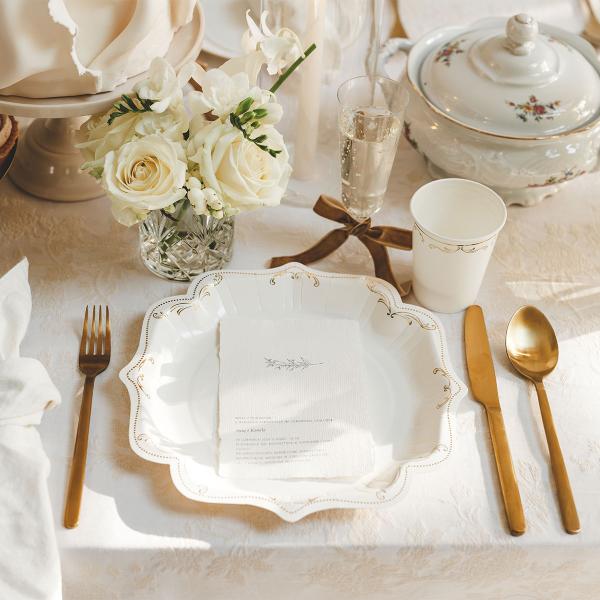 Papkrus Ornament Guld/Hvid 22 cl 6-pak