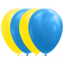 Ballonmix Bl&aring;/Gul 10-pak