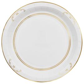 Paptallerkener Ornament Guld/Hvid 23 cm 6-pak