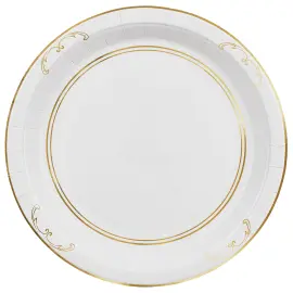 Paptallerkener Ornament Guld/Hvid 23 cm 6-pak