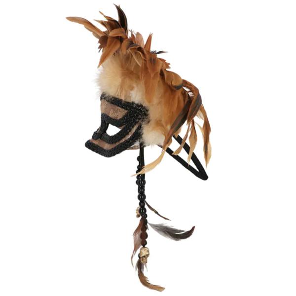 Voodoo Halvmaske med Fjer