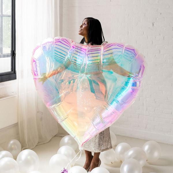 Folieballon Hjerte XXL Iriserende 103 x 107 cm