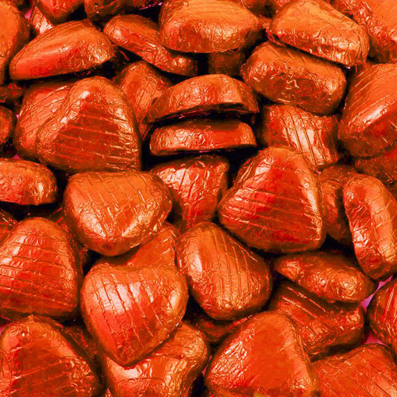 Chokoladehjerter i Orange Folie - Partyhallen.dk